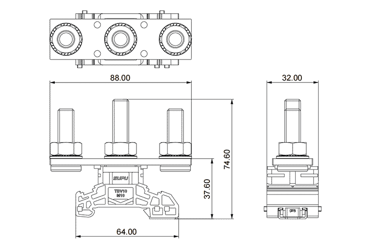 Bornier à boulon TBV10-3-GY-Supu Electronics